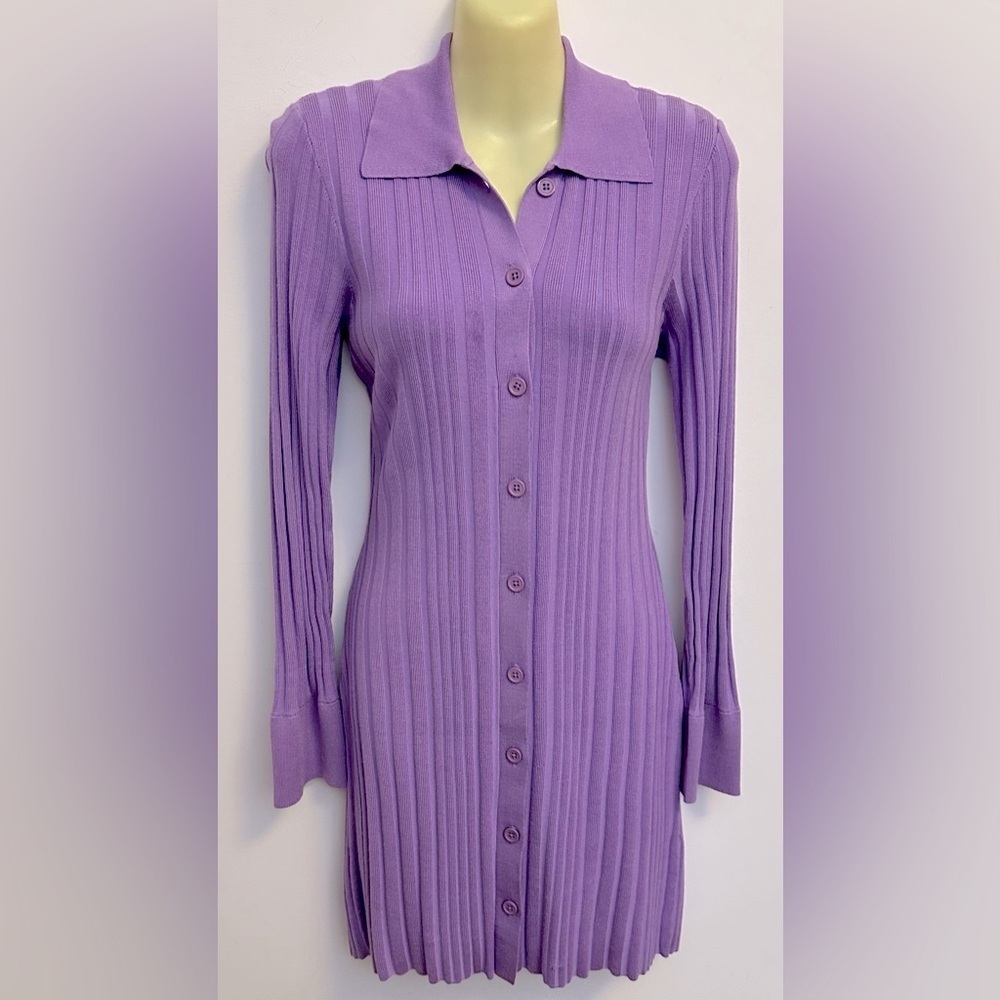 NWT MILLY Lilac Polo Cardigan Ribbed Button-Up Dress size S